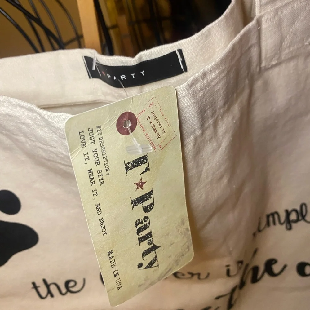 Dog Lover's Tote Bag - Cream with Black Paw Prints